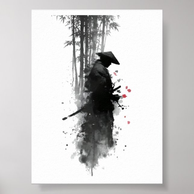 Poster Cartaz Floresta de Bambu Samurai Tinta Japonesa (Frente)