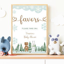 Poster Cartaz Floresta do Floco de Neve de Inverno Favors
