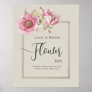 Poster Cartaz FLOWER BAR para chás de noiva.