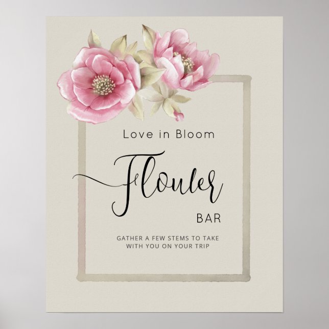 Poster Cartaz FLOWER BAR para chás de noiva.  (Frente)