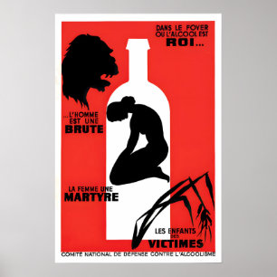 Poster Cartaz Francês Antialcool Vintage Arte para Cozinh