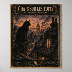 Poster Cartaz Gato Preto Vintage Londres Vitoriano