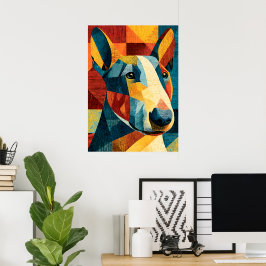 Poster Cartaz Geométrico Colorido do Bull Terrier Abstrat