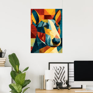 Poster Cartaz Geométrico Colorido do Bull Terrier Abstrat