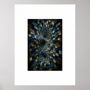 Poster Cartaz Geométrico Mosaico 3D Infinity Warp