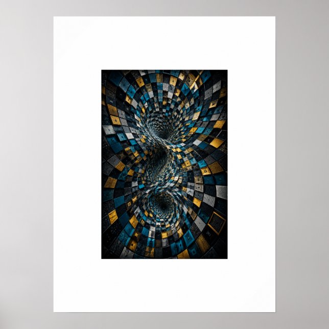 Poster Cartaz Geométrico Mosaico 3D Infinity Warp (Frente)