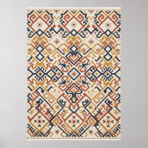 Poster Cartaz Geométrico Terracota Navy Kilim