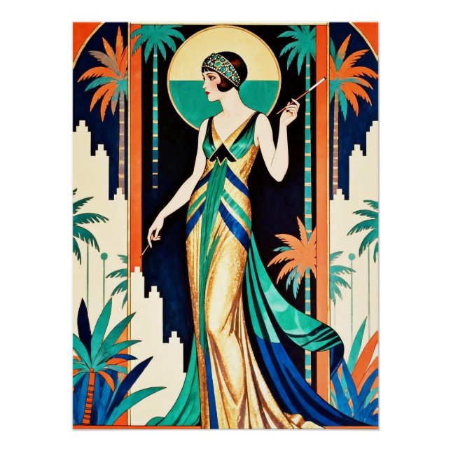 Pôster Cartaz Glamouroso Art Déco Adorável. (Frente)