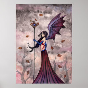 Pôster Cartaz Gótico de Fada Vampira do Coração de Outono