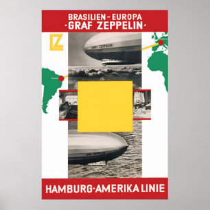 Poster Cartaz Graf Zeppelin. Brasil para a Europa 1930s