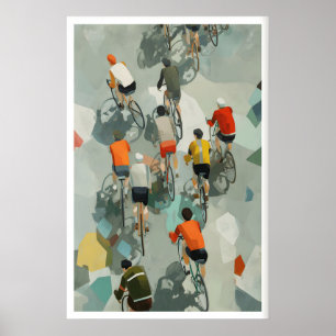 Poster Cartaz Gráfico de Ciclismo - Vista Superior com Ve