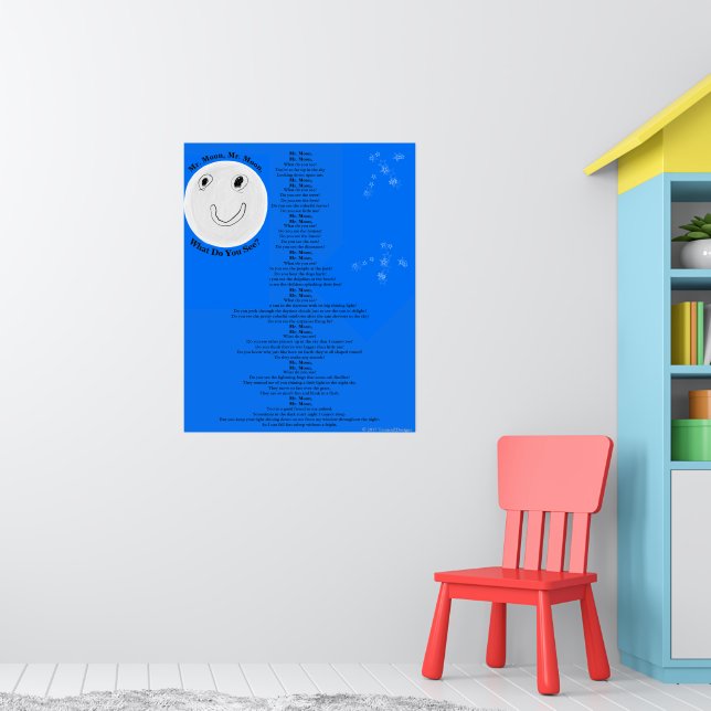 Pôster Cartaz Grande Poema Infantil Diversão Estrelas Lua (Berçário 1)