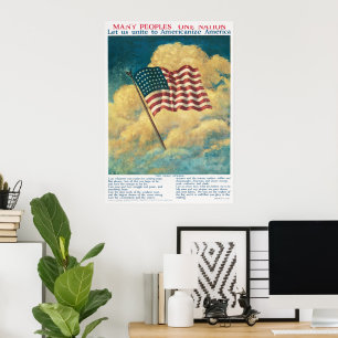 Poster Cartaz Histórico da Bandeira Patriótica dos EUA da