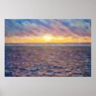 Poster Cartaz Impressionista de Arte do Pôr do Sol na Pra