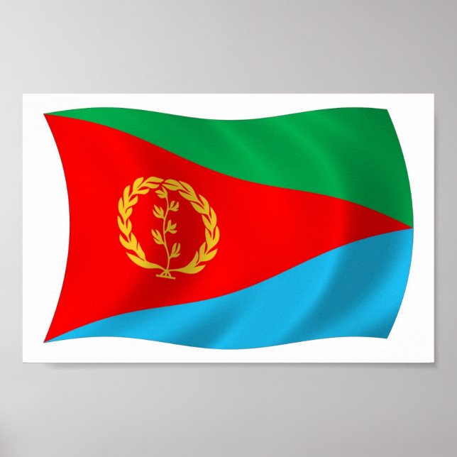 Poster Cartaz Impresso da Bandeira da Eritreia (Frente)