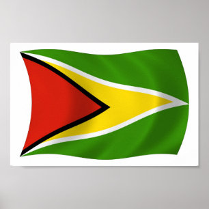 Poster Cartaz Impresso da Bandeira da Guiana