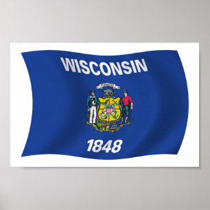 Pôster Cartaz Impresso da Bandeira de Wisconsin