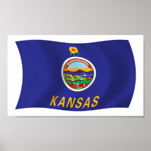Poster Cartaz Impresso da Bandeira do Kansas