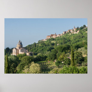 Poster cartaz impresso da catedral e cidade de Montepulci