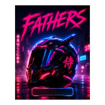 Cartaz Impresso de Pai Motociclista Cyberpunk