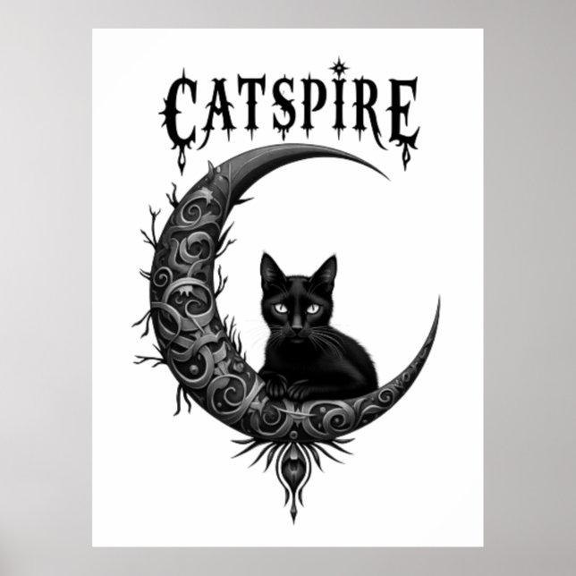 Poster Cartaz Impresso Gótico Preto da Catspire Lua (Frente)
