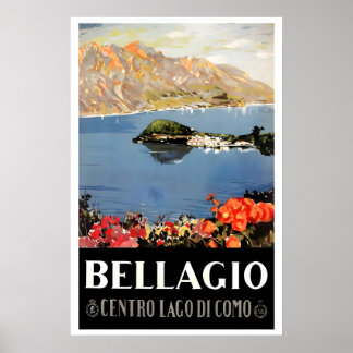 Poster Cartaz Impresso Lago Como Bellagio Vintage Italian