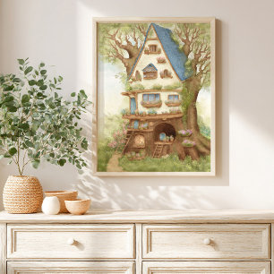 Poster Cartaz Infantil Casa de Madeira Caprichosa Contand