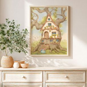 Poster Cartaz Infantil Casa de Madeira Caprichosa Contand