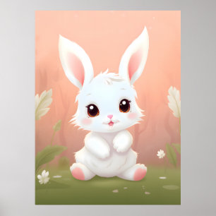 Poster Cartaz infantil de coelhinho bebê adorável