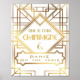 Poster Cartaz inspirado em Gatsby Hora de Beber Champanhe