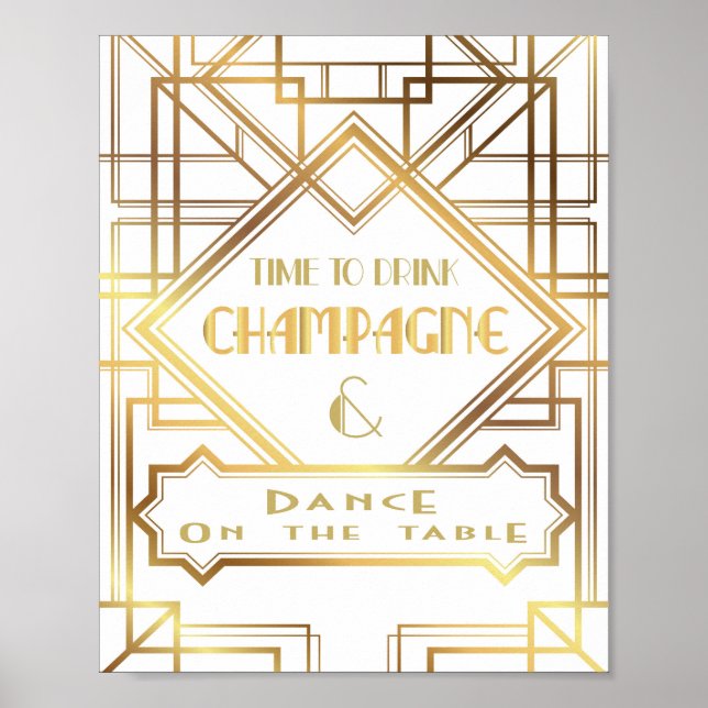 Poster Cartaz inspirado em Gatsby Hora de Beber Champanhe (Frente)