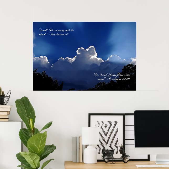 Pôster Cartaz Inspirador da Vinda de Jesus nas Nuvens (Escritório em casa)