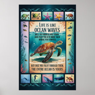 Poster Cartaz Inspirador de Tartaruga Marinha do Oceano “