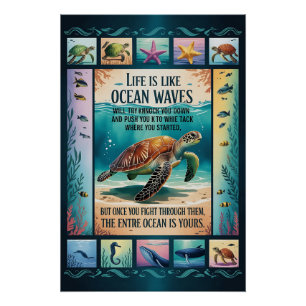 Pôster Cartaz Inspirador de Tartaruga Marinha do Oceano “