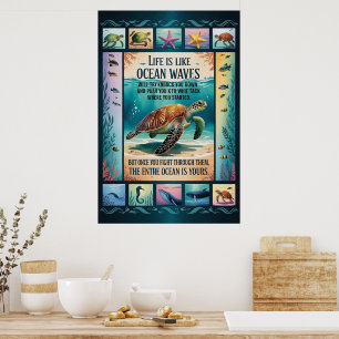 Poster Cartaz Inspirador de Tartaruga Marinha do Oceano “