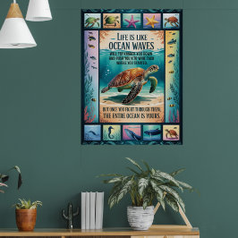Poster Cartaz Inspirador de Tartaruga Marinha do Oceano “