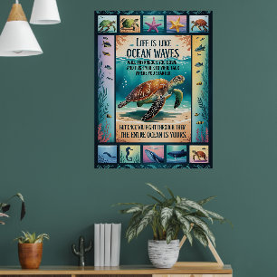 Poster Cartaz Inspirador de Tartaruga Marinha do Oceano “
