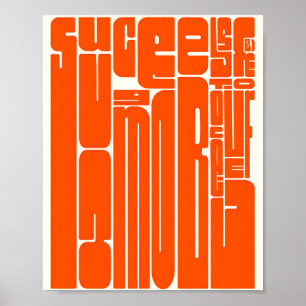 Poster Cartaz Inspirador Sucesso & Coragem – Retrô Ousado