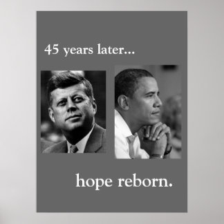 PÔSTER CARTAZ JFK / OBAMA - ESPERANÇA RENASCIDA