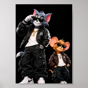 Poster Cartaz Legal de Gato e Rato Urbano - Streetwear Hi