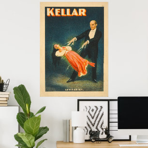 Poster Cartaz Litográfico do Mágico Harry Kellar