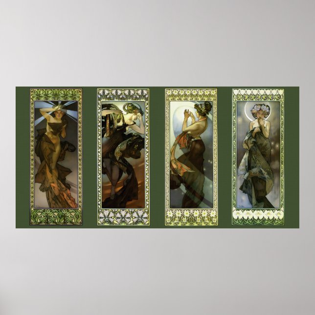 Poster Cartaz Lua e Estrelas de Alphonse Mucha (Frente)