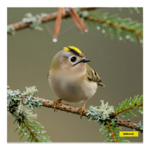 Pôster Cartaz Macro Vida Selvagem do Goldcrest