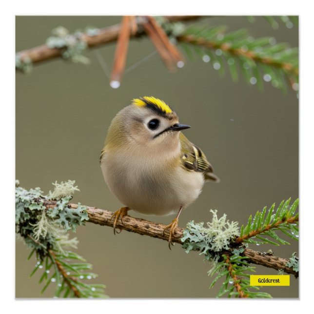Pôster Cartaz Macro Vida Selvagem do Goldcrest (Frente)