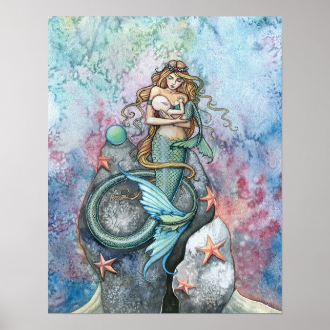 Poster Cartaz Mãe e Bebê Sereia Amor Eterno (Frente)