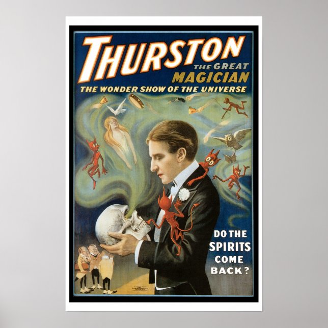 Pôster Cartaz Mágico Antigo, Thurston, O Grande Mágico (Frente)