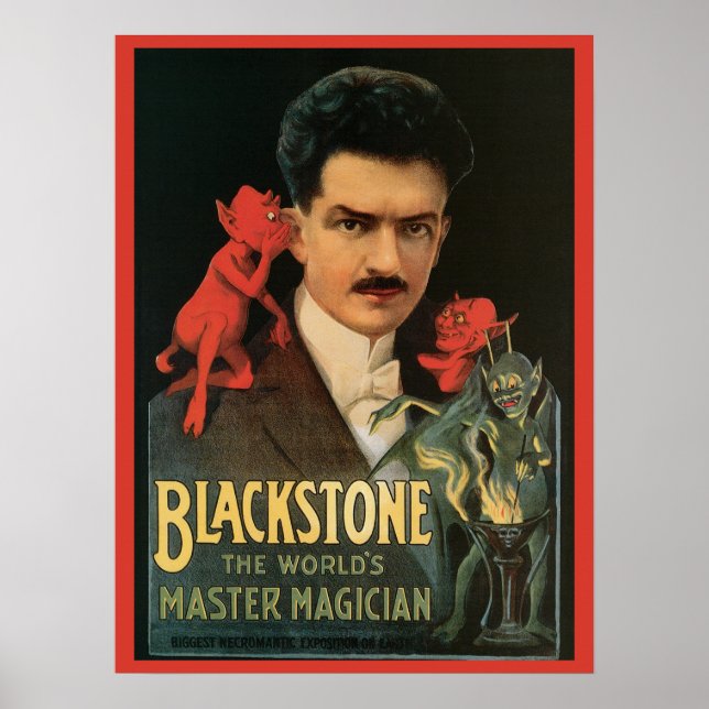 Pôster Cartaz Mágico Vintage, Grande Mágico Blackstone (Frente)