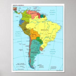 Poster Cartaz - Mapa da América do Sul
