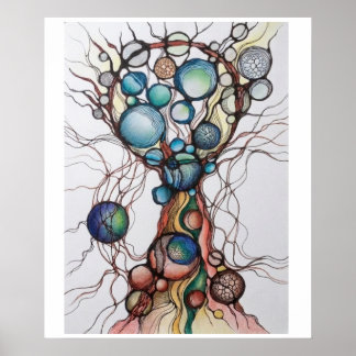 Poster Cartaz Mate Abstrato da Árvore da Vida Neurográfic