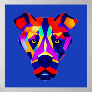 Poster Cartaz matte azul do cachorro de Alexander